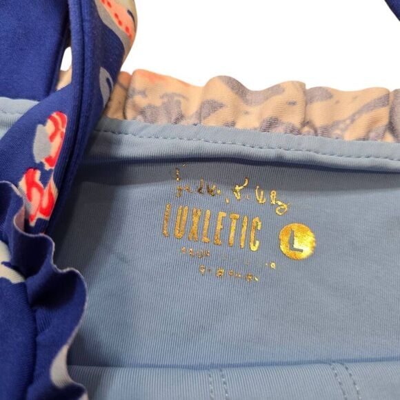 Lilly Pulitzer Luxletic Zahara Sports Bra Women's Large Blue Wireless Pullover - Picture 4 of 5